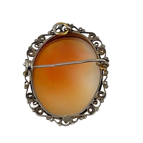 Antique European Cameo Brooch With Ornate Filigree Frame & 835 Silver Mark - Picture 5 of 9